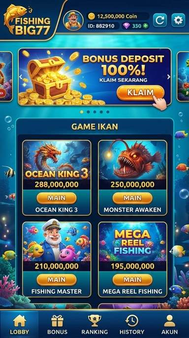 Cuplikan layar menu unduhan big77 untuk perangkat Android